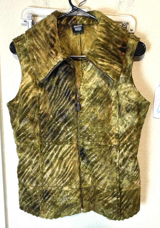 Sharon Young Jackets & Blazers - Sharon Young womens size S faux‎ fur vest full zip gold tan Vintage 90s